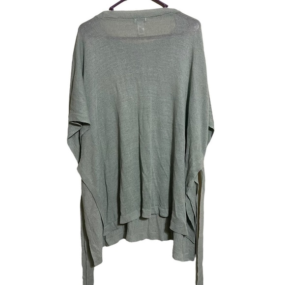J. Jill NWT Poncho Sweater Womens One Size Linen Blend Side-Tie Green Pullover - Picture 5 of 6